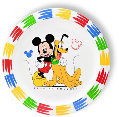 Stor Mickey Mouse – Plato infantil antideslizante de plástico BPA-free y reutilizable – Colorido de 22 cm para desayuno, snacks & comidas ligeras