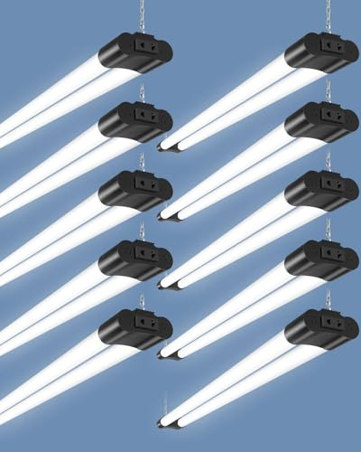 Bellanny LED Feuchtraumleuchte 115cm, T8 Werkstattlampe Leuchtstoffröhre, 40W 4400LM LED Deckenleuchte Werkstatt Röhre Licht, 6500K Kaltweiß Verknüpfbar Kellerlampe für Garage Warenhaus Büros, 10 St