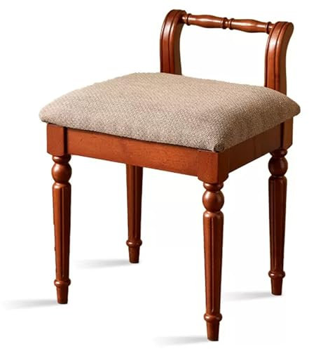 Sgabello da toeletta vintage, elegante e accogliente sedia imbottita per trucco, sgabello da toeletta con gambe in legno robuste, sedile da toilette per donne, supporta fino a 108,9 kg (colore: con