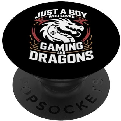 Just A Boy Who Loves Gaming And Dragons PopSockets Adhesive PopGrip