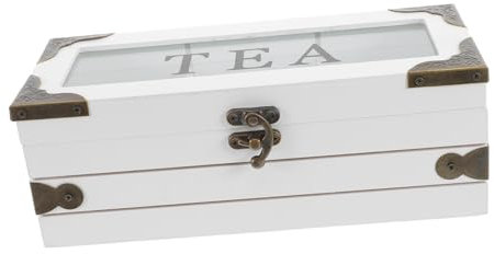 LIFKOME Caja De Infusiones De Madera Con Compartimentos Organizador De Té y Contenedor Para Paquetes De Azúcar
