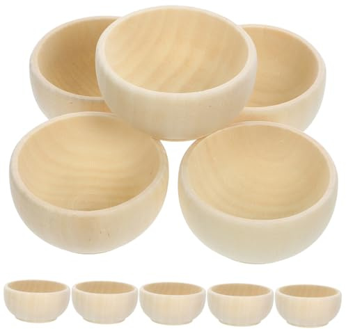 DIY Solid Wood Wooden Bowls Set 10 Pieces Mini Craft Bowls for Painting Drawing Decoration Candy Chocolate Holder