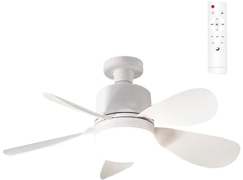 Ceiling Fans with Lights, E27 Bayonet Screw in Ceiling Fans Lights, Bulb Fan, Socket Fan LED Light with Remote Control, for Bedroom Kitchen Bathroom Garage, 3 Color, Quiet