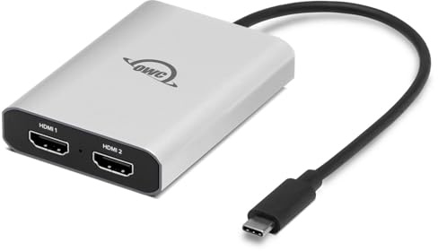 OWC USB-C to Dual HDMI 4K Adapter with DisplayLink – Supports 2 4K Monitors at 60Hz – Compatible with Mac M1/M2/M3/M4, PC, ChromeOS – Plug & Play, Universal, Black/Silver