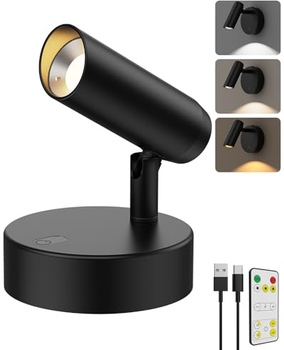 Afyuol Spotlights Indoor, No-Glare Rechargeable Floor Can Light for Plants with Remote, Wireless Art Accent Spot Lights Uplight for Painting, Picture, Dartboard, Home, Corner Sofa Display