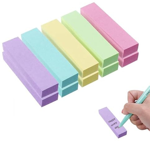 AZWOOD Färgglada klisterlappar 70 x 20 mm, 1 000 stycken självhäftande anteckningar, ljusa klisterlappar att skriva, markera, organisera för kontor, hem, skola, studierum