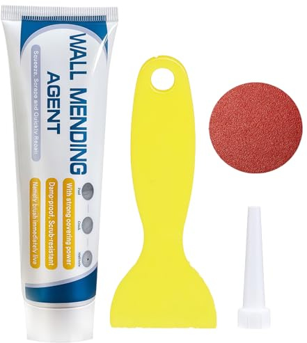 Quick Drying Wall Filler for Walls - Repair Kit with Sandpaper and Scraper - Ready Mixed Walls Filler Paste for Holes and Cracks - Graffiti Repair Paste - Ideal for DIY Wall Repairs and Patching