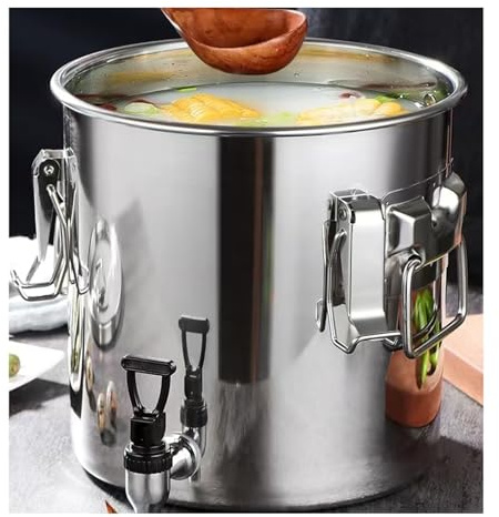 304 Barril De Acero Inoxidable, Pot De Stock Con Contenedor De Almacenamiento De Líquido De Espiga, Con 2 Manijas/grifo Y Lida De Tapa Hermana Ollas Rectas(100L)