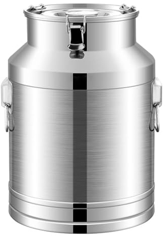 Bidone per il latte in acciaio inox 201, 5/10/14/18 L Secchio per il latte e il vino con coperchio sigillato in silicone incorporato indipendente e maniglia per il trasporto,10L