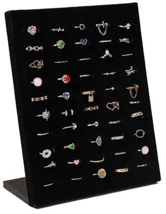 Kustimantu Porta anelli di presentazione - 50 scomparti portaanelli - Organizzatore a L per matrimonio ingresso casa bagno toletta bancone negozio vanità