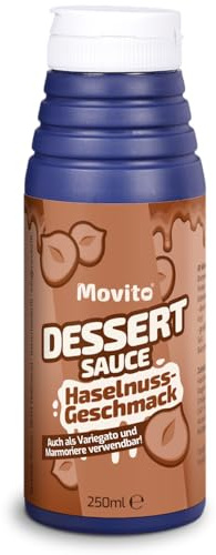 Topping von Eis und Desserts | Dessertsoße | Perfektes Topping für Pancakes, Waffeln & Nachspeisen | 250g | Movito (Haselnuss)