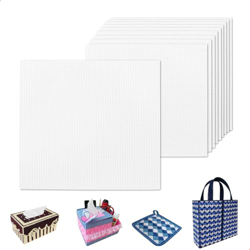 Telo Occhiellato Trasparente,Punto Croce Fatto a Mano,Rete per Borse Uncinetto Plastica,Embroidery kit Adatto per Tessitura a Mano,Ricami Tridimensionali,Decorazione per la Casa,Bianco