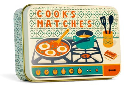 TINIT Match Tin | Cook's Matches - Storage Box Matches Firelighter Metal Lighter Gift Storage Funky Unique Present Birthday Christmas Home Housewarming Aesthetic Kitchen Chef Decor | Cook's