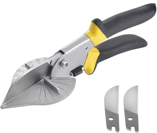 Miter Shears, 45-135 Degree Multi-Angle Trim Cutter, Hand Tool Gasket Shear for Cutting Soft Wood, Plastic, PVC and More, with 2 Spare Blade