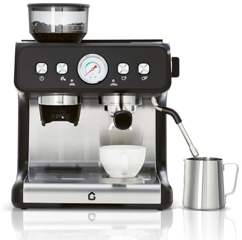 20-Bar Espresso Coffee Machine with Built-In Grinder, 2.8L Removable Tank, Adjustable Shot Volume & Steam Wand, Stainless Steel Coffee Maker for Home or Office