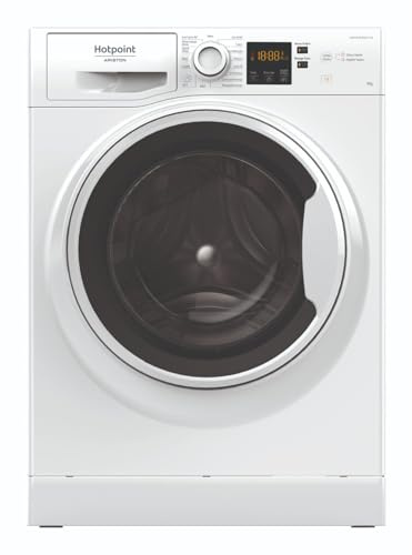 Hotpoint - NS9479WWFR Lave-linge Hublot Posable - Capacité 9 kg - Chargement Frontal, 1400 tr/min - Moteur Induction, Anti-tache, Hygiène Vapeur - Départ Différé - Classe Énergétique A - Blanc