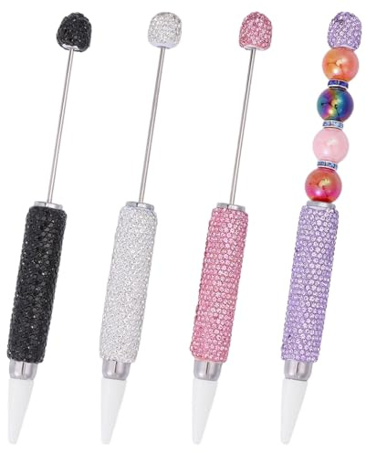beinkmake Lot de 4 outils de pointillage en strass pour strass, stylo à pointe de cire pour peinture au diamant, outil de nail art, léger, luxueux, style irisé