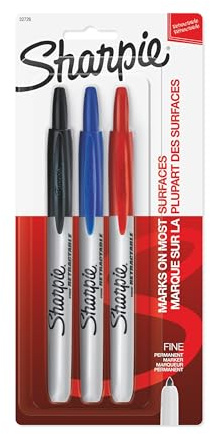 Sharpie Retractable Permanent Markers, Fine Point, Assorted Colors, 3 Count