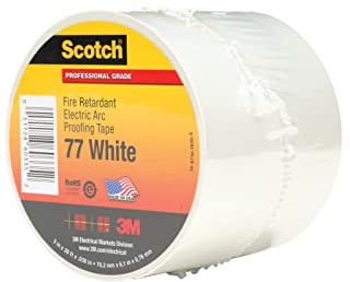 3M Scotch Fire-Retardant Electric Arc Proofing Tape 77W, 3 in x 20 ft, White/Gray