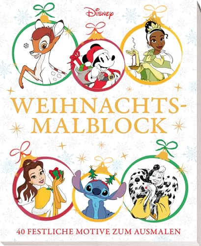 Disney: Weihnachtsmalblock: 40 festliche Motive zum Ausmalen: Malblock mit Goldfolienprägung und Perforation