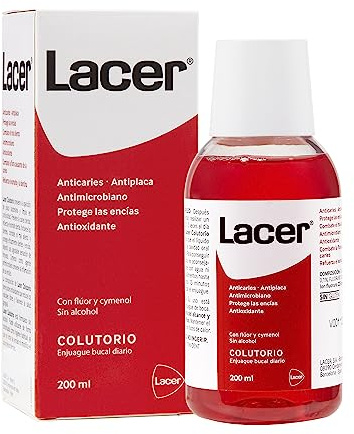 COLUTORIO LACER - Colutorio 200ml, Larga Duración, Previene Caries, Enjuague Bucal Diario, Sin Alcohol, Sin Gluten, Elimina la Placa Bacteriana