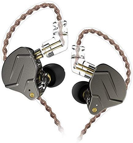 Yinyoo KZ ZSN Pro in Ohrhörer Kopfhörer Hybrid Dynamic Driver Balanced Armature Ohrhörer Kopfhörer Dual Driver 1DD 1BA Deep Bass Stereo-Sound Ergonomische komfortable Kopfhörer (Grau ohne Mikrofon)