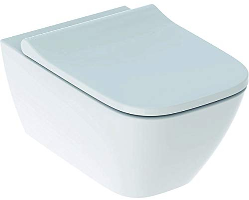 Geberit Smyle 500.683.01.1 - Inodoro colgante cuadrado sin bordes + tapa de inodoro de cierre suave