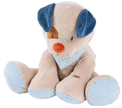 Nattou Maxi-Kuscheltier Hund Jim, Wegbegleiter ab der Geburt, Ca. 60 cm, Jim und Bob, Beige/Blau/Braun, 333047