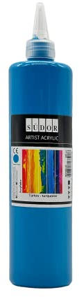 SÜDOR ACRYLFARBE 500 ml - Hochpigmentierte Acrylfarben. Geeignet für Acryl-Pouring. Künstler-Malfarben zum Bemalen auf Holz, Leinwand, Stein, Papier, Metall. Wasserfest. Vegan. (Türkis)