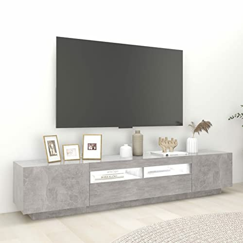 Susany TV Cabinet Sideboard Lowboard TV Table Storage TV Unit Cabinet with LED Lights for Living Room, Entertainment Center Concrete Grey 200x35x40 cm