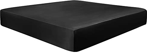 PiccoCasa Spannbettlaken Satin Bettlaken 90x200cm Spannbetttuch bis 35cm Topperhöhe mit Gummiband Schwarz 90x200x35cm