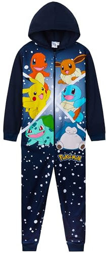 Pokémon Pyjama Combinaison Enfant Pikachu Grenouillère Enfant en Polaire Combi Pyjama Pikachu Dracaufeu 4-14 Ans (Navy/Multi, 7-8 Ans)