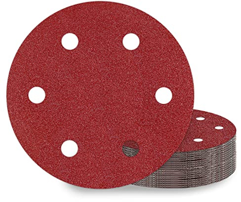 KONGMING 25 Pezzi Dischi Abrasivi 225 mm Grana 60 6 Fori Carta Vetrata per levigatrice per muro