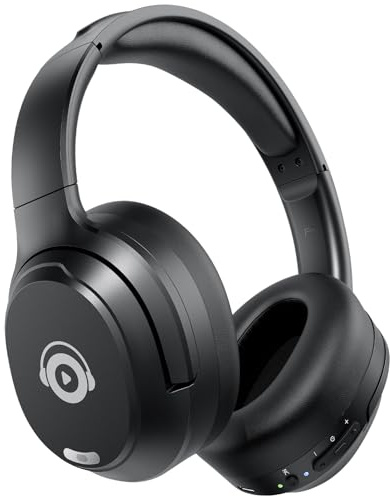 tapaxis Hybrid Active Noise Cancelling Kopfhörer, Bluetooth Kopfhörer Kabellos Over Ear mit Transparenzmodus, Deep Bass, Comfort Fit Ohrmuscheln, 40 Stunden Spielzeit für Reisen Home Office (Schwarz)