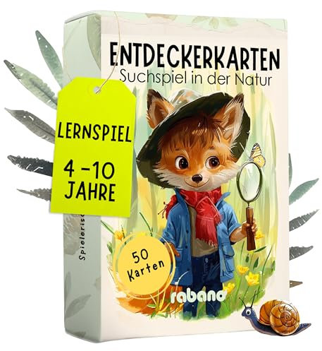 50 Entdeckerkarten für Kinder – Outdoor Schatzsuche und Natur entdecken I Spannendes Suchspiel I Lernspiel & Geschenk für Mädchen und Junge I Spiele ab 4, 5, 6, 7, 8 Jahre