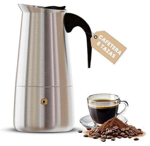 galvxn. Cafetera Italiana acero inoxidable - cafetera italiana 6 tazas(300 ml) - cafetera - Cafetera Italiana de inducción - cafetera italiana - Compatible con gas, vitrocerámica e inducción.