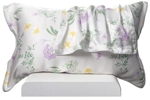 TRgqify-KM Silk Pillowcase Natural Silk Satin Pillowcase for Hair and Skin Health Ultrasoft Standard Size Silk Pillowcases Smooth Cooling Premium Grade Pillow Covers for Sleeping(Hydrangea)