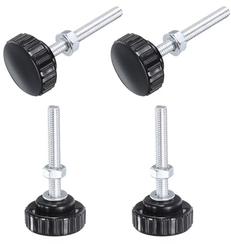 QUARKZMAN 4 Stück Rändelschraube mit Gewinde M6 x 45mm Rundkopfschraube mit Muttern Unterlegscheiben, Flügelschrauben Verzinkter Kohlenstoffstahl Klemmhebel 30mm Klemmknöpfe für Maschine