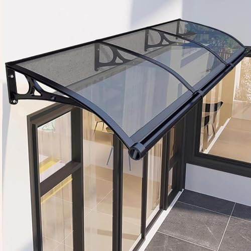 Window Awning Door Awnings, Aluminum Alloy Large Sink Front Door Awning Canopy, Polycarbonate Cover Modern Door Canopy, UV, Rain, Snow Protection,A-80x120cm/32x48in