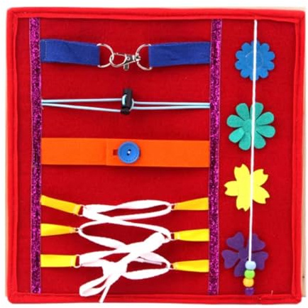 Yunhgft Coperta Sensoriale Pannello Delle Attività Giocattolo Educativo Accessorio Didattico per Apprendere Le Abilità di Vita Adatto per Regali E Viaggi, Rosso, Taglia unica bambino