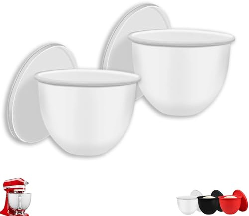Mixaid Silicone Liners for Kitchenaid Official Tilt-Head 5 Qt Mixers Kitchen Aid Silicone Bowl Insert, Mixer Attachments & Accessories, with Pour Spout Replacement Mixers Bowls (2pcs White)