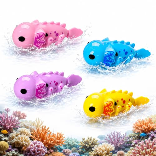 4 Stück Leuchtender Haustier Axolotl,Schwimmen Fische Katze Spielzeug | Roboter Fisch Badewanne,Elektrische Fische mit Leuchtende,Elektrisches Fischspielzeug für pool Badewanne Aquarium