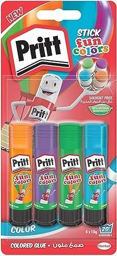 12 x PRITT Colla Stick 10 Grammi Rainbow Colorati 4 Pezzi