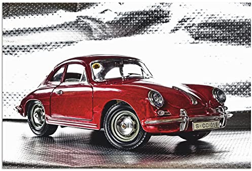 ARTland Wanddeko Wandbild Alu Verbundplatte für Innen & Outdoor Bild 60 x 40 cm Oldtimer Sportwagen Auto Klassiker Rot Porsche 356 S9HT