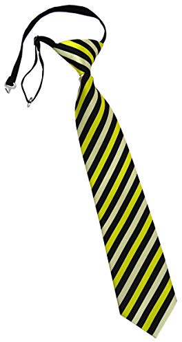 TigerTie Barnslips i randigt mönstrad – slips förbunden med elastiskt band, Gul citronengelsk svart