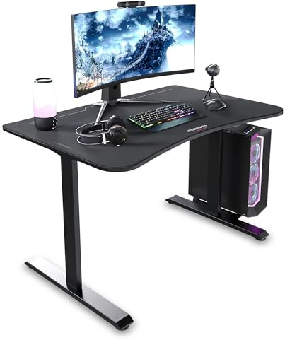 Respawn 1048 Gaming Desk with Cable Management - 48 Inch Ergonomic Full Computer Desk Mouse Pad, Sturdy Home Office Workstations, Laptop PC Console Gamer Table, Wooden Study Table for Bedroom - Black