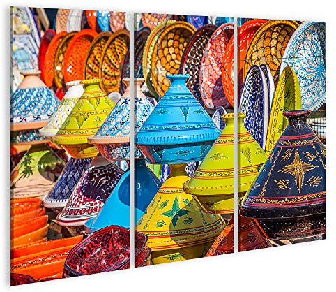 islandburner Cuadro en Lienzo Tajines en el Mercado Marrakech Marruecos Cuadros Modernos Decoracion Impresión Salon