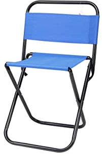 The Secret Home - Taburete Portátil Plegable Ultraligero con Respaldo de Acero y Poliéster para Exteriores, Pesca, Camping, Playa - Alto 58 cm x Largo 35 cm - Azul