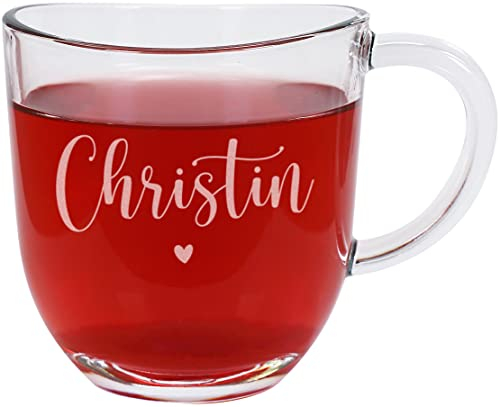 Herz & Heim® graviertes Teeglas mit Wunschname/Geschenkidee Name mit Herz