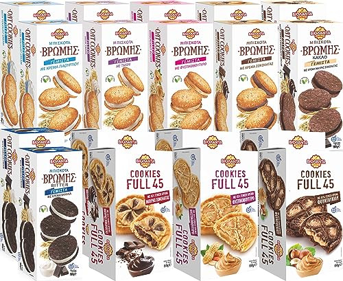Cookies gefüllte Kekse Probierset 9 verschiedene Sorten mit Creme 3060g aus Griechenland